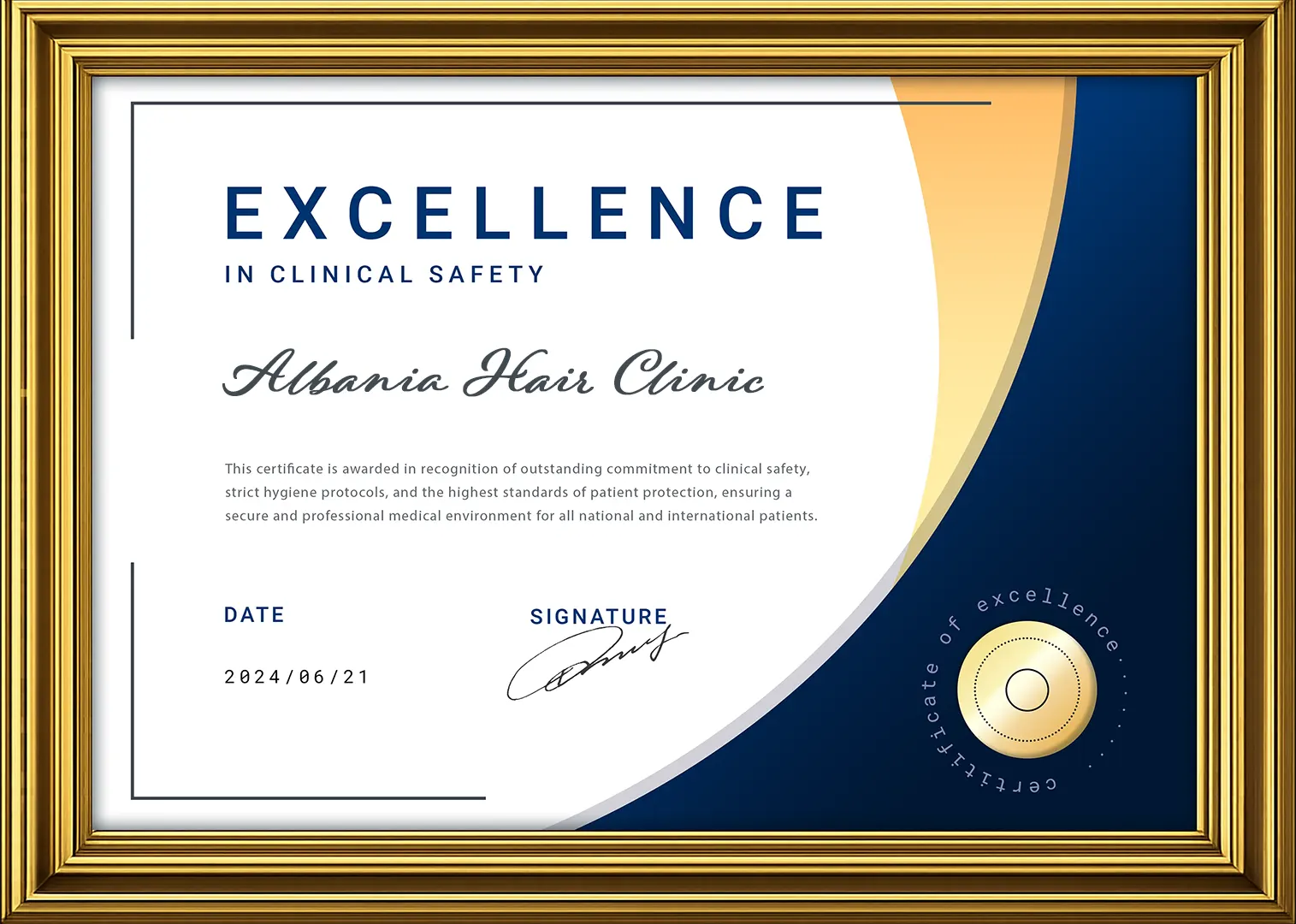 Certificato Clinica Capelli Albania